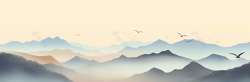 淡彩水墨画中国风水墨山水画云雾环绕的山峰上群鸟飞过天空彩色水墨画插画,插画/手绘图,插画/手绘图库,插画/手绘图下载,插画/手绘